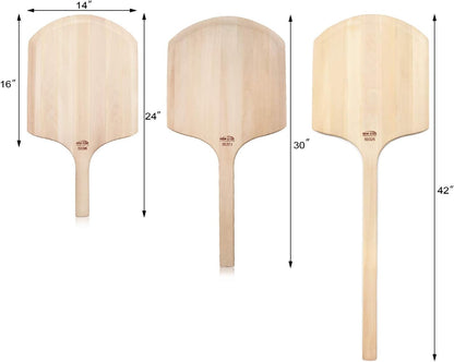 50295 Restaurant-Grade Wooden Pizza Peel, 16" L X 14" W Plate, with 8" L Wooden Handle, 24" Overall Length