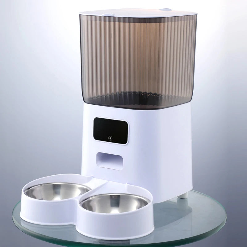 5L Pet Feeder with Camera Automatic Cat Feeder Smart Dog Food Dispenser Wifi Timing Stainless Steel Feeding Bowl（No 5V 2A Plug）